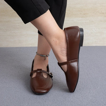 VintageShoes Low Heel Comfortable Pumps Sweet Style Casual Flats
