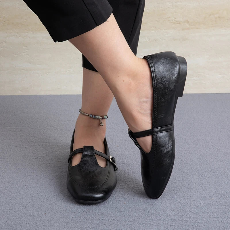 VintageShoes Low Heel Comfortable Pumps Sweet Style Casual Flats
