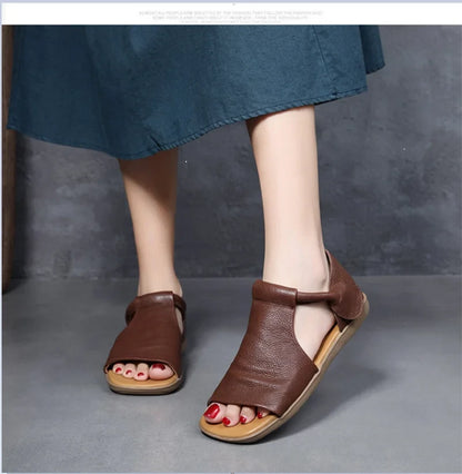 Women's Open-Toe Flat Sandals with Cross Strap Casual Lightweight Walking Shoes for Women