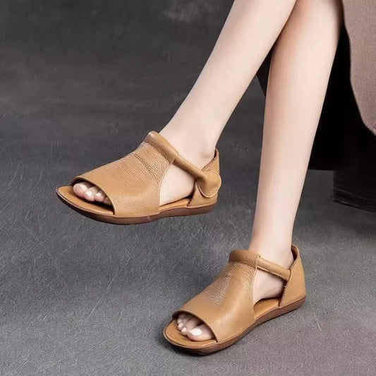 Women's Open-Toe Flat Sandals with Cross Strap Casual Lightweight Walking Shoes for Women