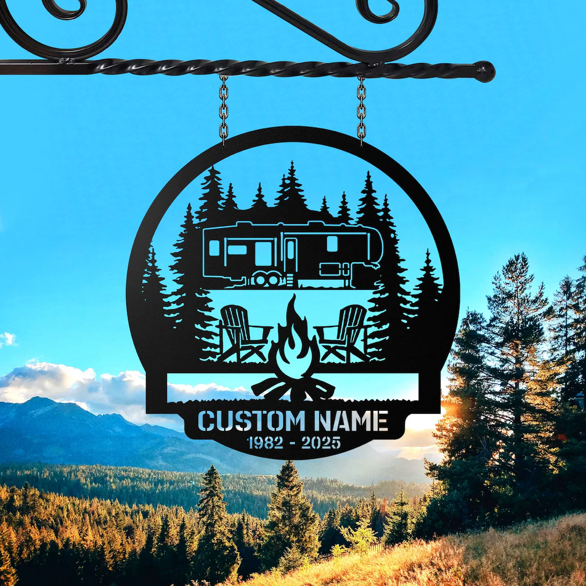 Personalized 5th Wheel Camper Metal Sign Wall art, Custom Camping Name Metal Wall Art, Campsite Decoration, Happy Campers Signs, Camper Gift